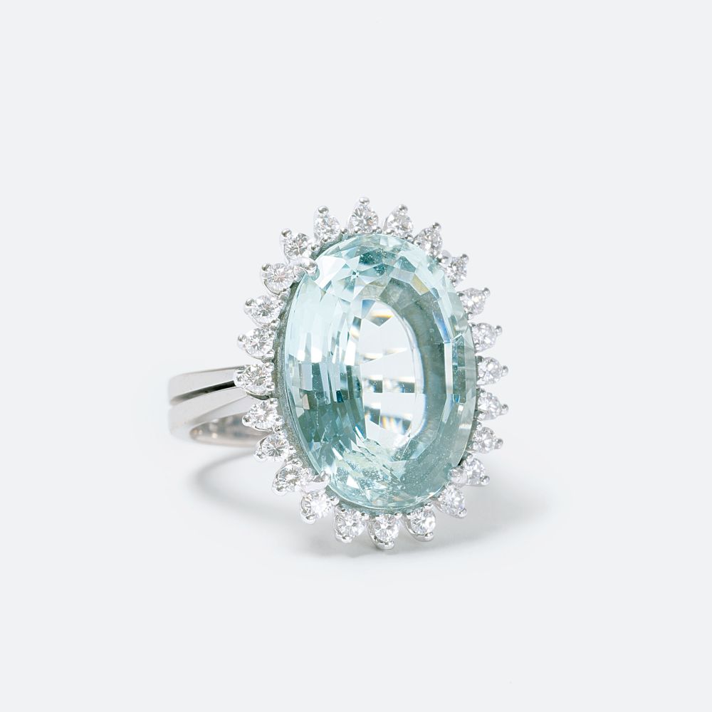 An Aquamarine Diamond Ring - image 2