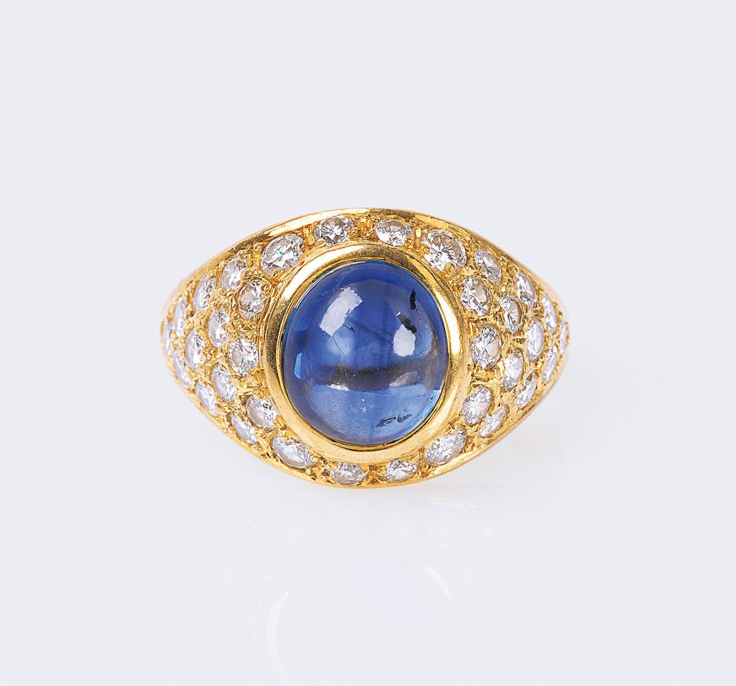 A Sapphire Diamond Ring