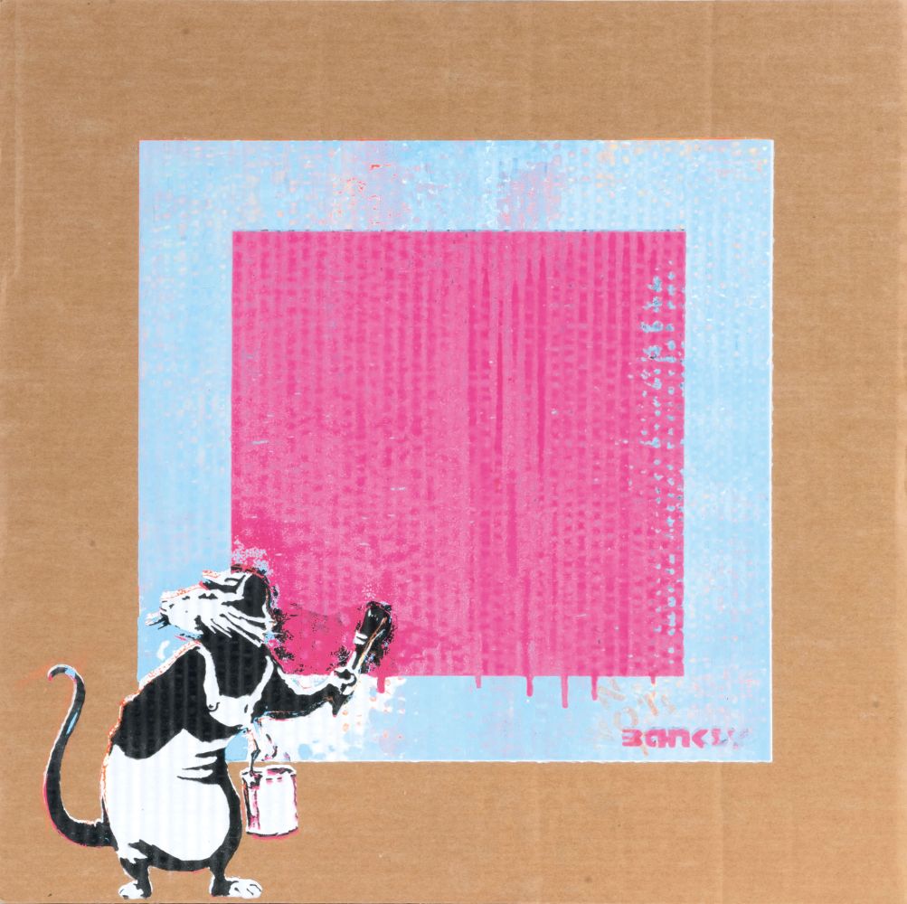 Not by Banksy by Not Not Banksy - Rat with Not Black Square Rat with Not Black Square