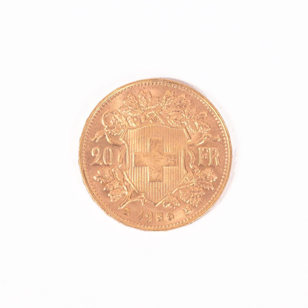 Satz von 5 Goldmünzen '20 Schweizer Franken' - Bild 3