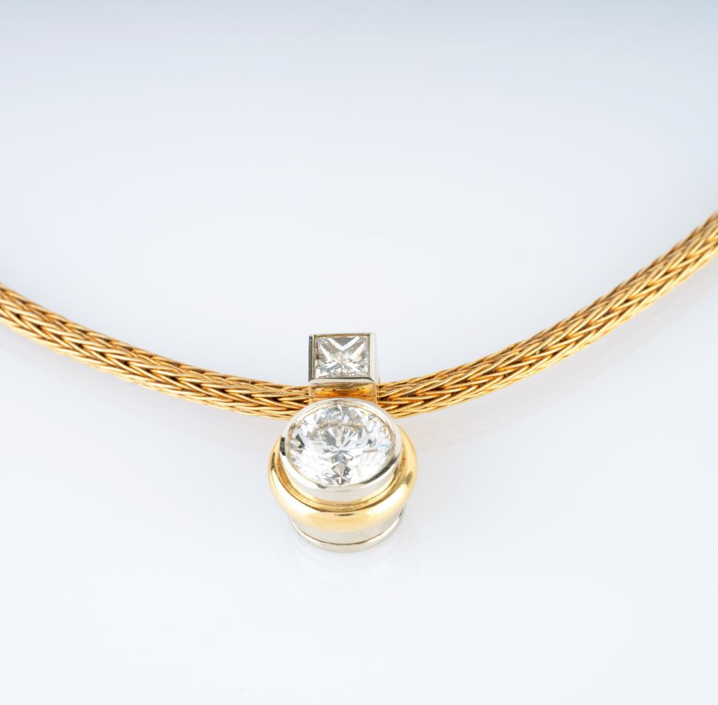 A Golden Necklace with Rare White Diamond Pendant - image 2