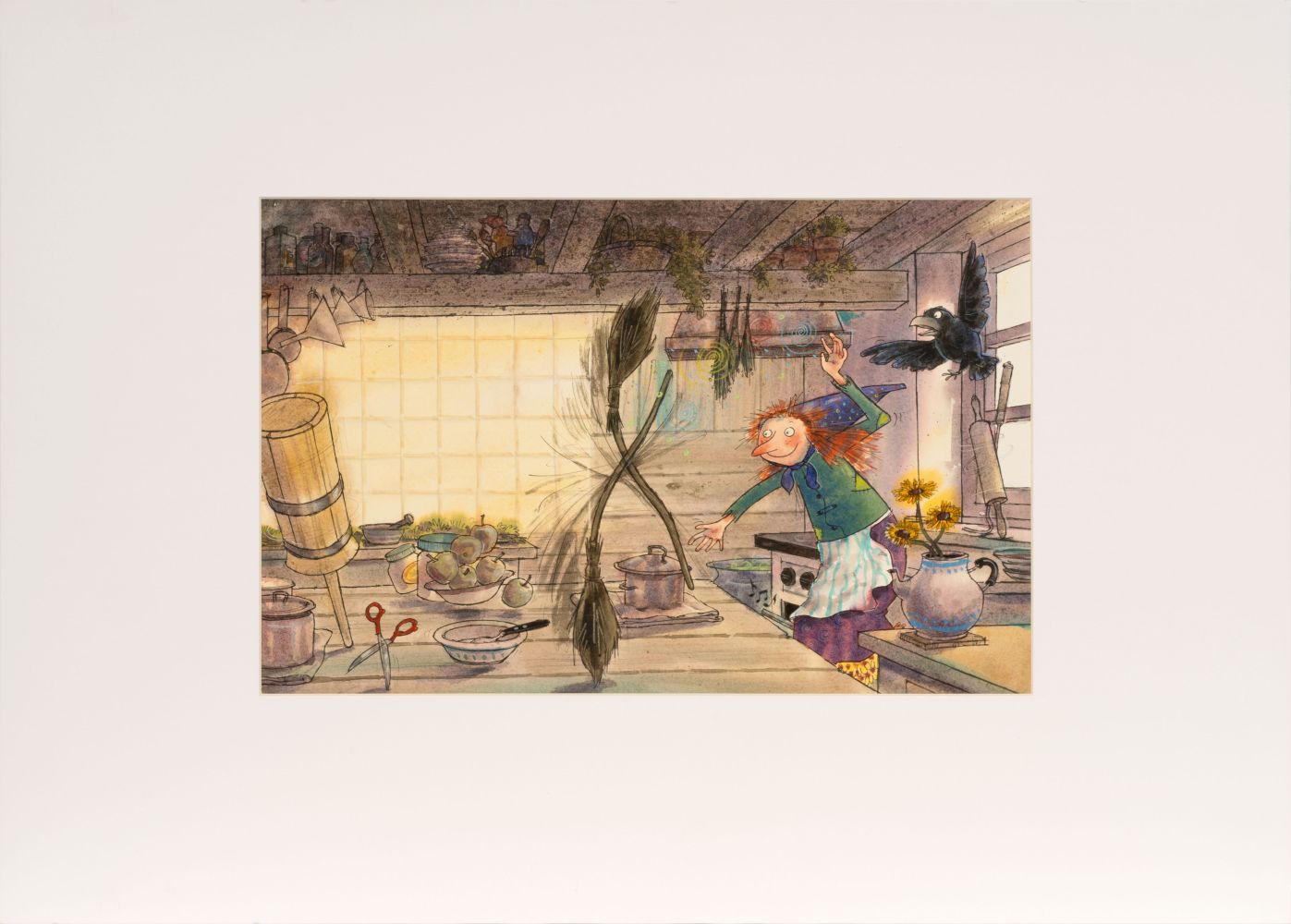 Drei Aquarelle: Die kleine Hexe: Ausflug mit Abraxas - Bild 5