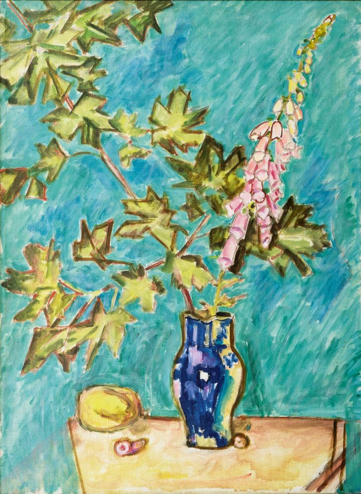 Blue Vase with blossoming Twig