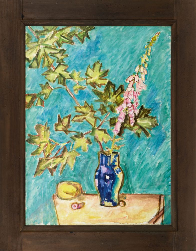 Blaue Vase mit Blütenzweigen - Bild 2