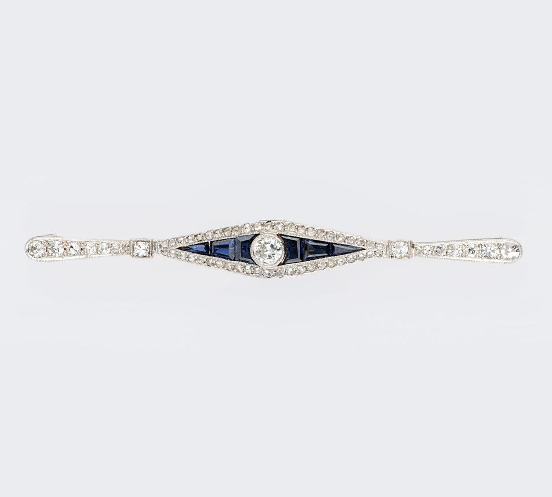 Jugendstil Saphir-Diamant-Brosche Jugendstil Saphir-Diamant-Brosche