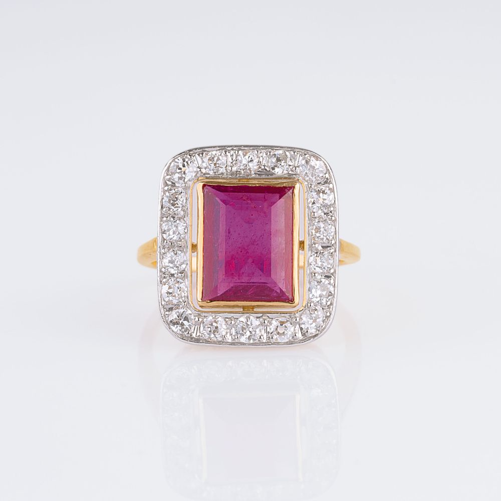 A Ruby Ring with Old Cut Diamonds