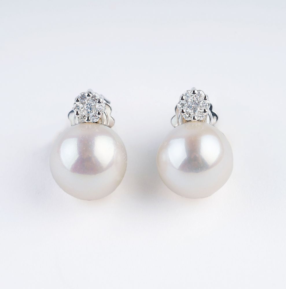 A Pair of Pearl Diamond Earrings