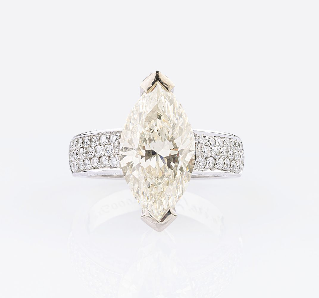 A Solitaire Diamond Ring with Marquise Diamond