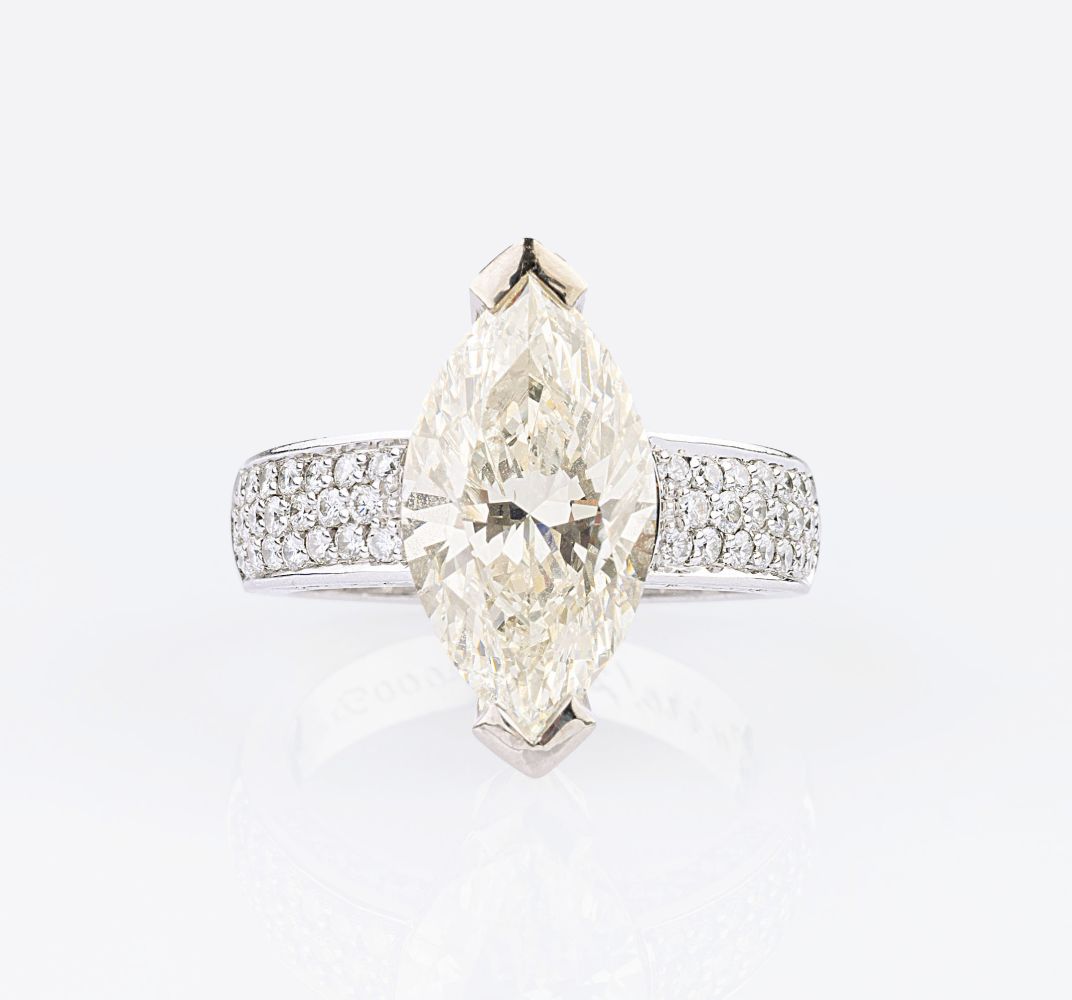 A Solitaire Diamond Ring with Marquise Diamond A Solitaire Diamond Ring with Marquise Diamond