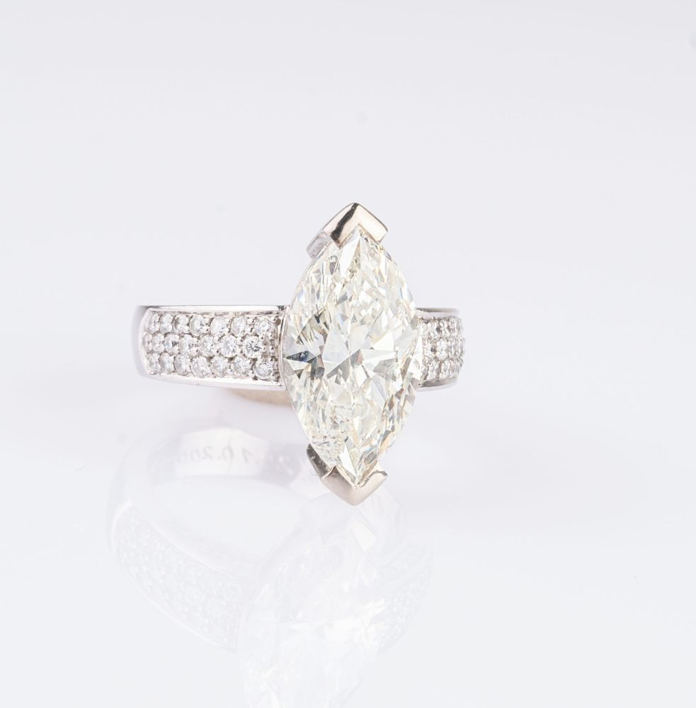 A Solitaire Diamond Ring with Marquise Diamond - image 2