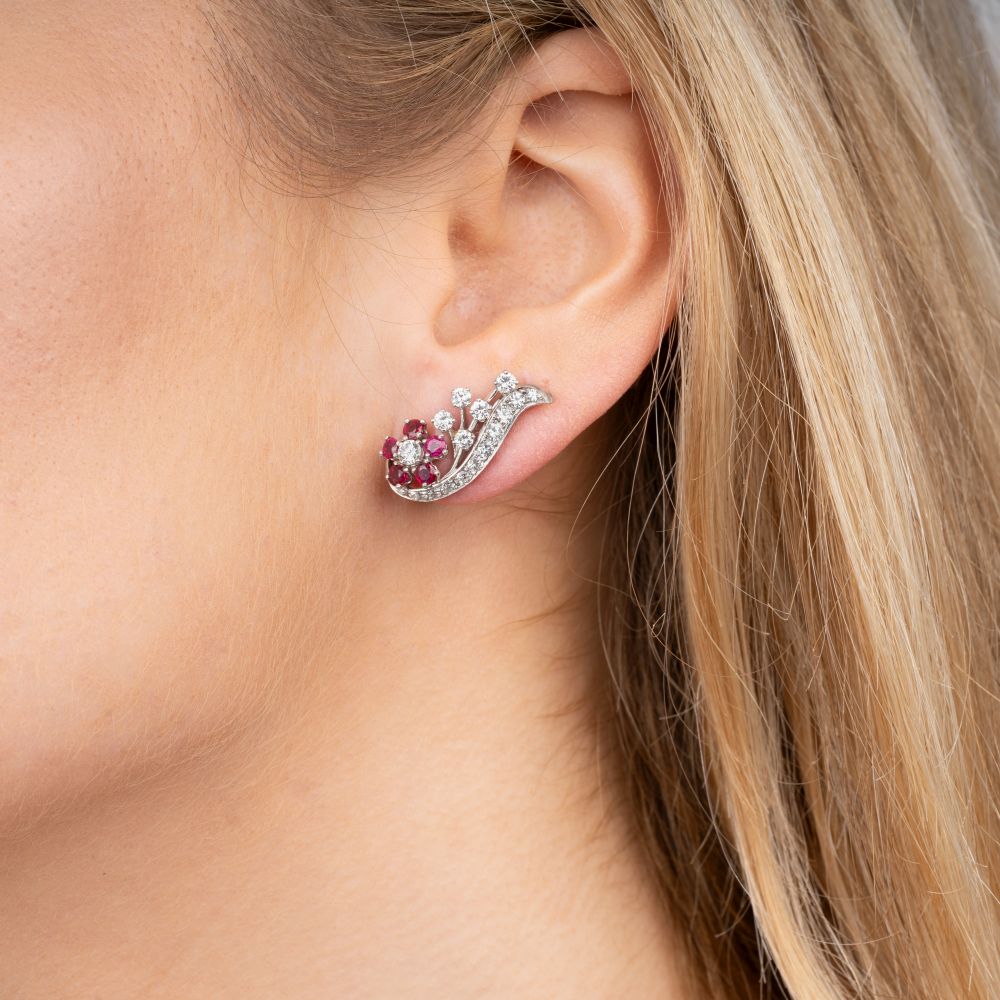 A Pair of Diamond Ruby Earrings - image 3