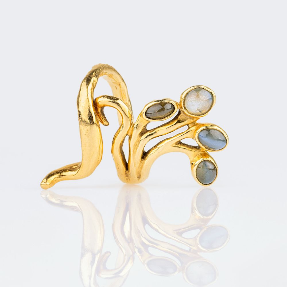 A Gold Ring with Moonstones