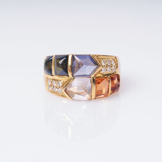 A colour-ful Precious Stones Ring 'Rainbow' with Diamonds