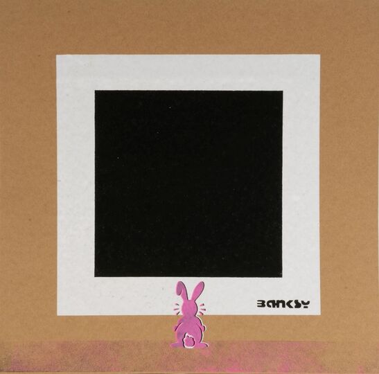 Pink Bunny with Black Square