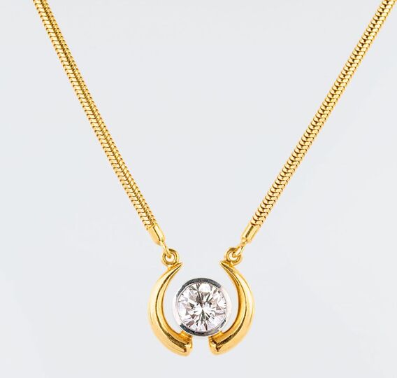 A rare-white Solitaire Diamond Pendant on Necklace
