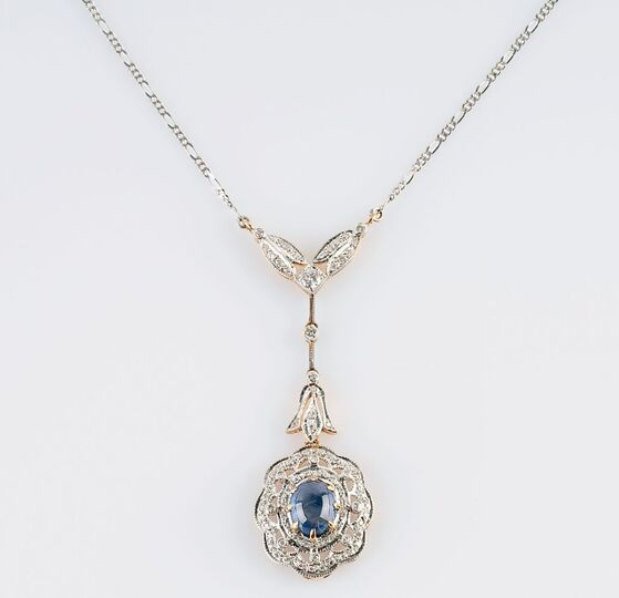 A Sapphire Diamond Necklace