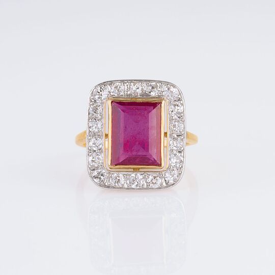 A Ruby Ring with Old Cut Diamonds