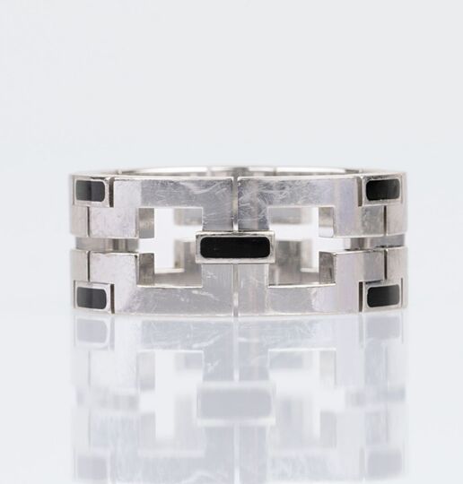 Herren-Ring mit schwarzem Emaille 'Collection Baiser du Dragon'