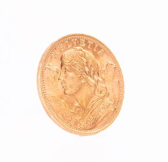 A Set of 5 Gold Coins '20 Schweizer Franken'