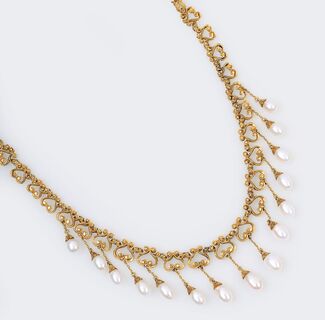 Gold-Collier mit Perlen 'Draperie de la Renaissance'
