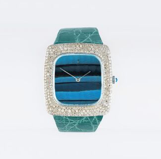 A Lady's Wristwatch with Diamonds 'Buckingham Peacock'