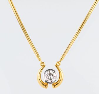 A rare-white Solitaire Diamond Pendant on Necklace