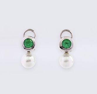 Paar Smaragd-Perl-Ohrringe