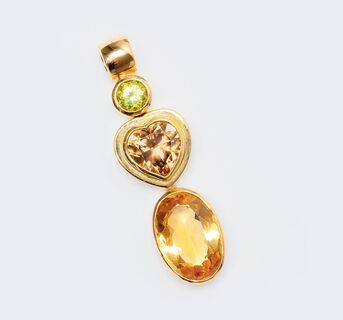 A Pendant with Gold Topaz and Citrine