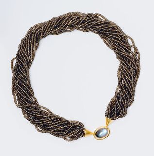 A Smoky Quartz Necklace with Moonstone Clasp