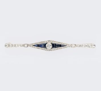 Jugendstil Saphir-Diamant-Brosche