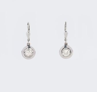 A Pair of Solitaire Diamond Earpendants