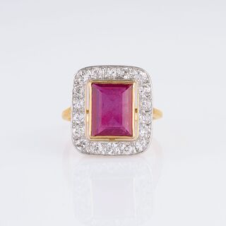 A Ruby Ring with Old Cut Diamonds