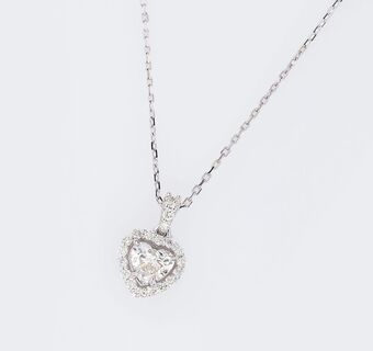 A rare-white Heart Diamond Pendant on Necklace