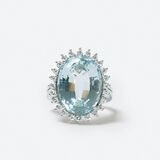 An Aquamarine Diamond Ring - image 1