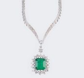 A Necklace with high quality Emerald Diamond Pendant - image 1