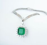 A Necklace with high quality Emerald Diamond Pendant - image 2
