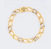 A Curb Chain Bracelet with Diamonds - image 1