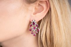 A Pair of Ruby Diamond Ear Chandeliers - image 2