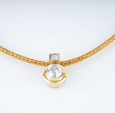 A Golden Necklace with Rare White Diamond Pendant - image 2
