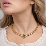 Gold-Collier mit Smaragd-Cabochon und Brillanten - Bild 2