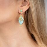 A Pair of Diamond Turquoise Earpendants 'Soleil et Pacifique' - image 2
