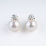 A Pair of Pearl Diamond Earrings