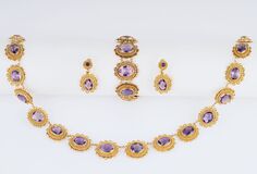 Filigrée Amethyst Demi-Parure im Stil des Goldenen Biedermeiers - Bild 1