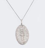 An Art-déco Diamond Pendant on Necklace