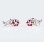 A Pair of Diamond Ruby Earrings - image 1