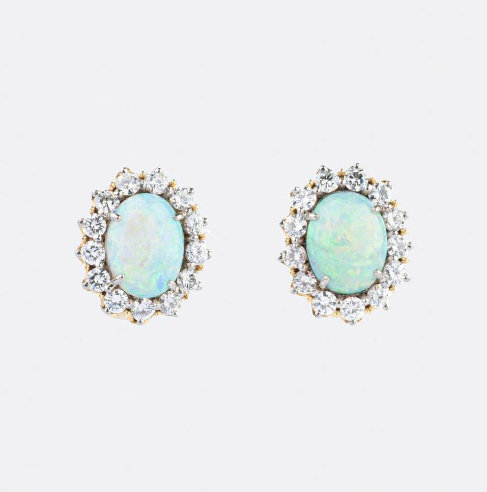 Paar Opal-Brillant-Ohrclips