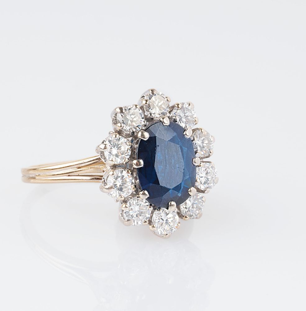 A Diamond Ring with Natural Sapphire - image 2