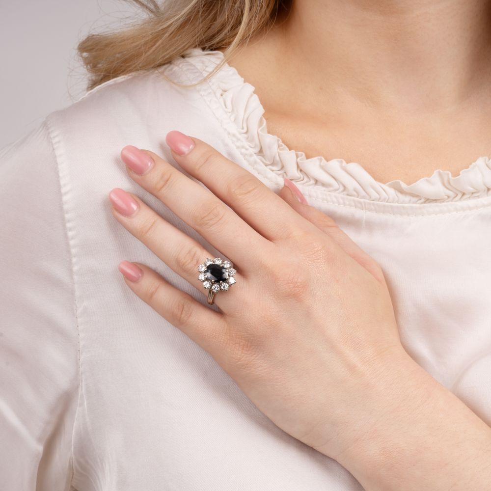 A Diamond Ring with Natural Sapphire - image 3