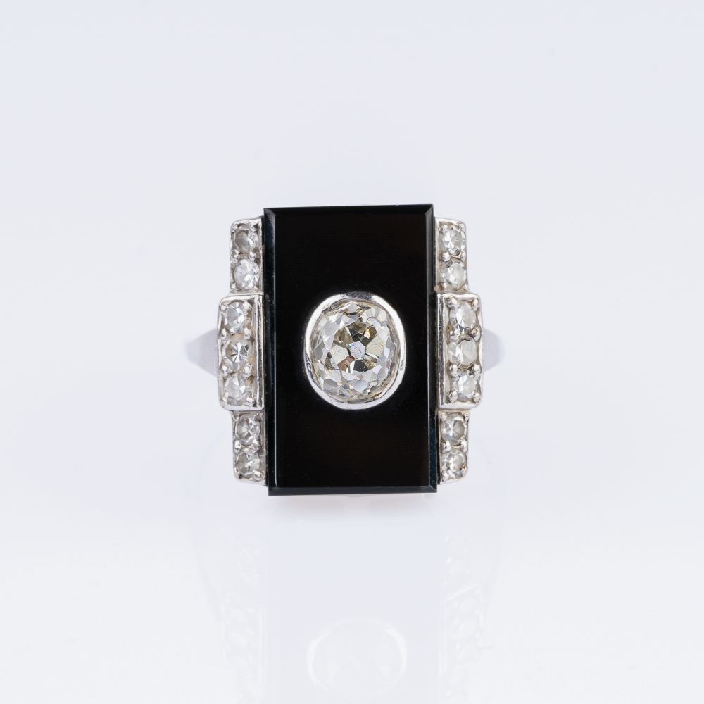 An Art-déco Onyx Diamond Ring An Art-déco Onyx Diamond Ring