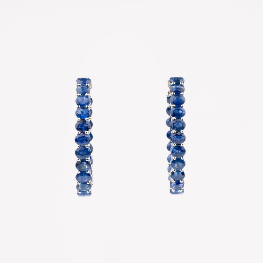 A Pair of large Sapphire Creoles Earrings - image 2